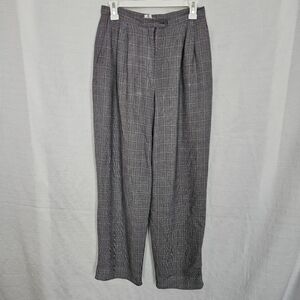 Womens Vintage Plaid Pleated Trousers High Waisted Size 27